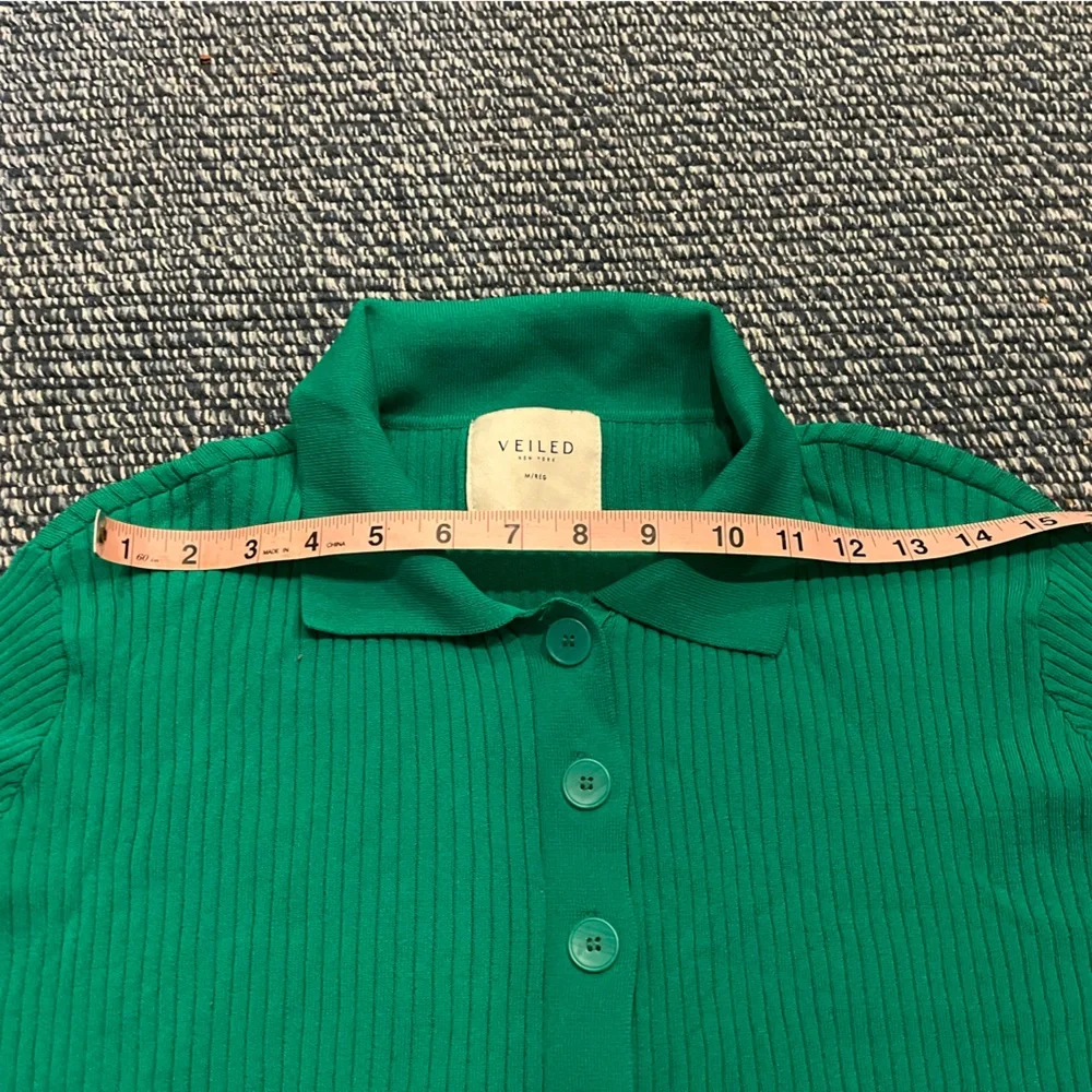 Green Button Down Ribbed Shirt - Picture 4 of 7